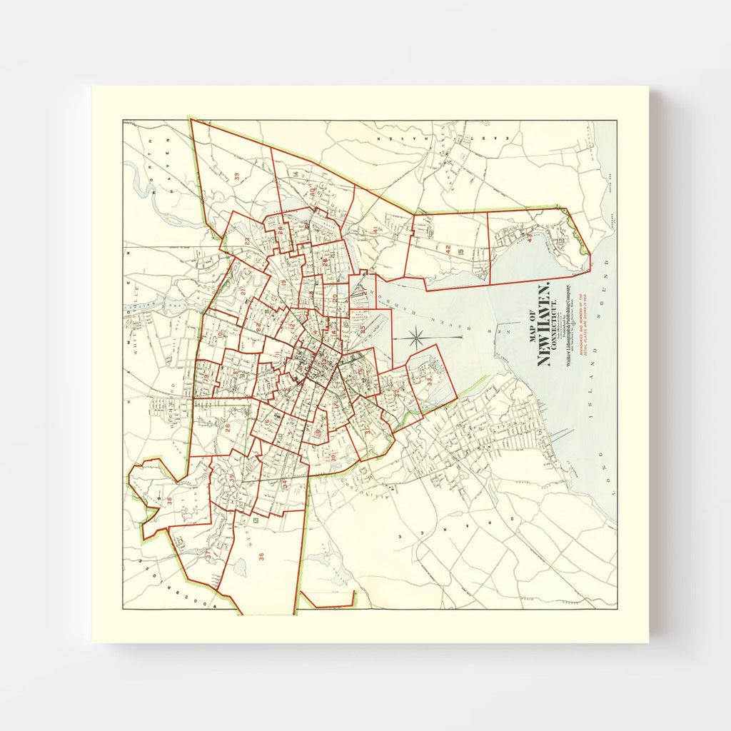 Vintage Map of New Haven, Connecticut 1911