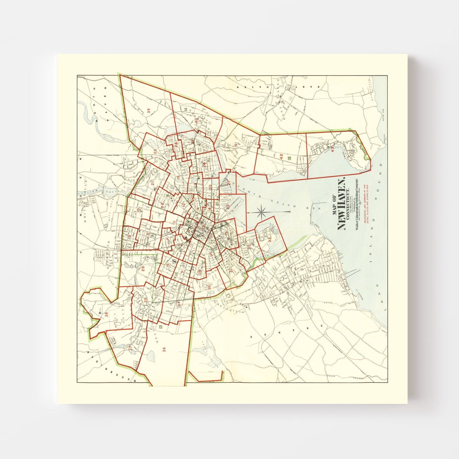 Vintage Map of New Haven, Connecticut 1911