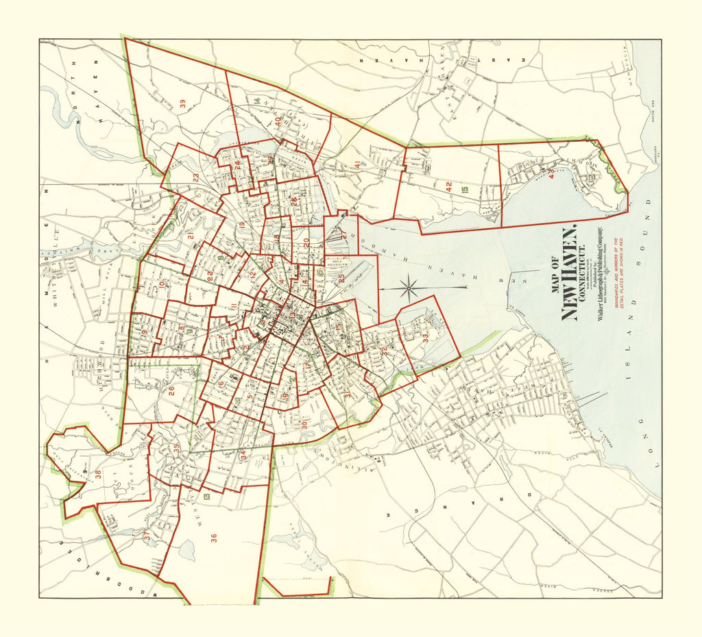 Vintage Map of New Haven, Connecticut 1911
