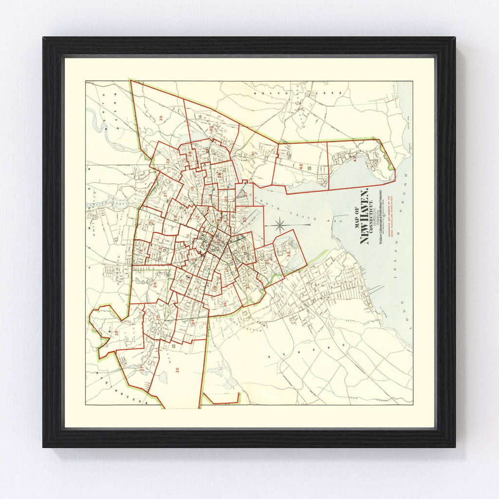 Vintage Map of New Haven, Connecticut 1911