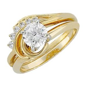 14K Yellow 1/8 CTW Natural Diamond Wrap-Style Enhancer Ring