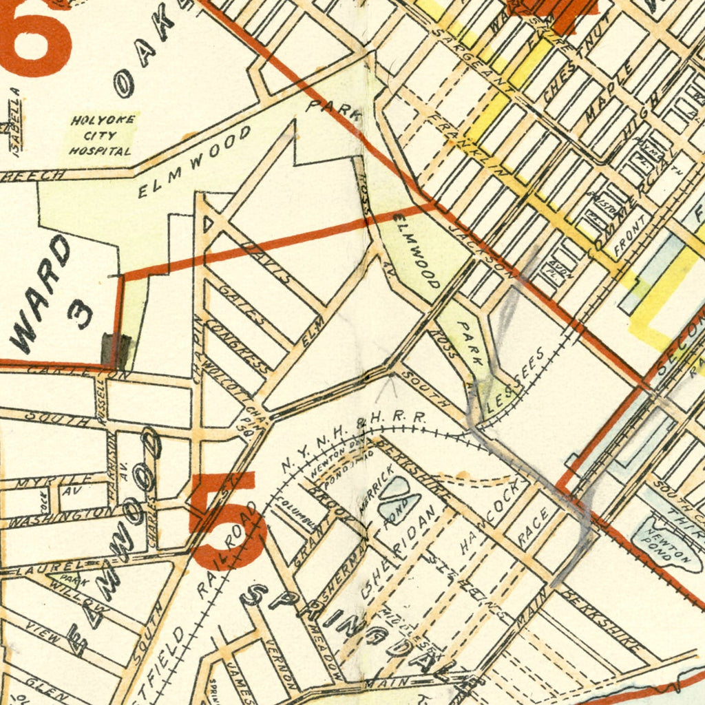 Vintage Map of Holyoke, Massachusetts 1911