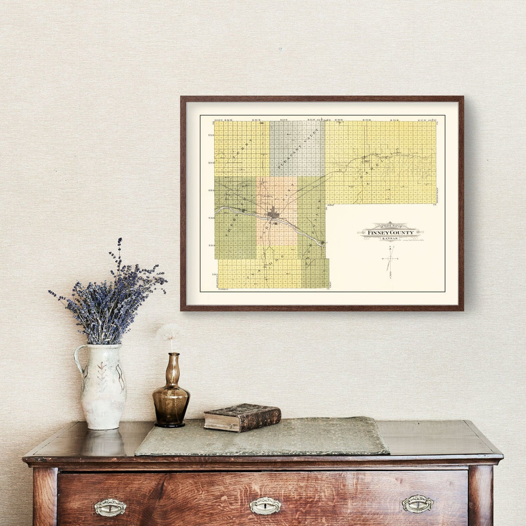 Vintage Map of Finney County, Kansas 1911