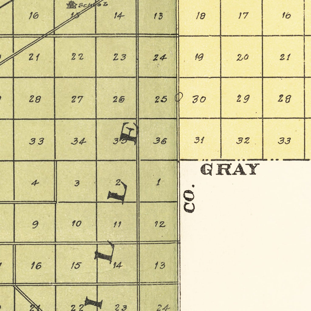 Vintage Map of Finney County, Kansas 1911