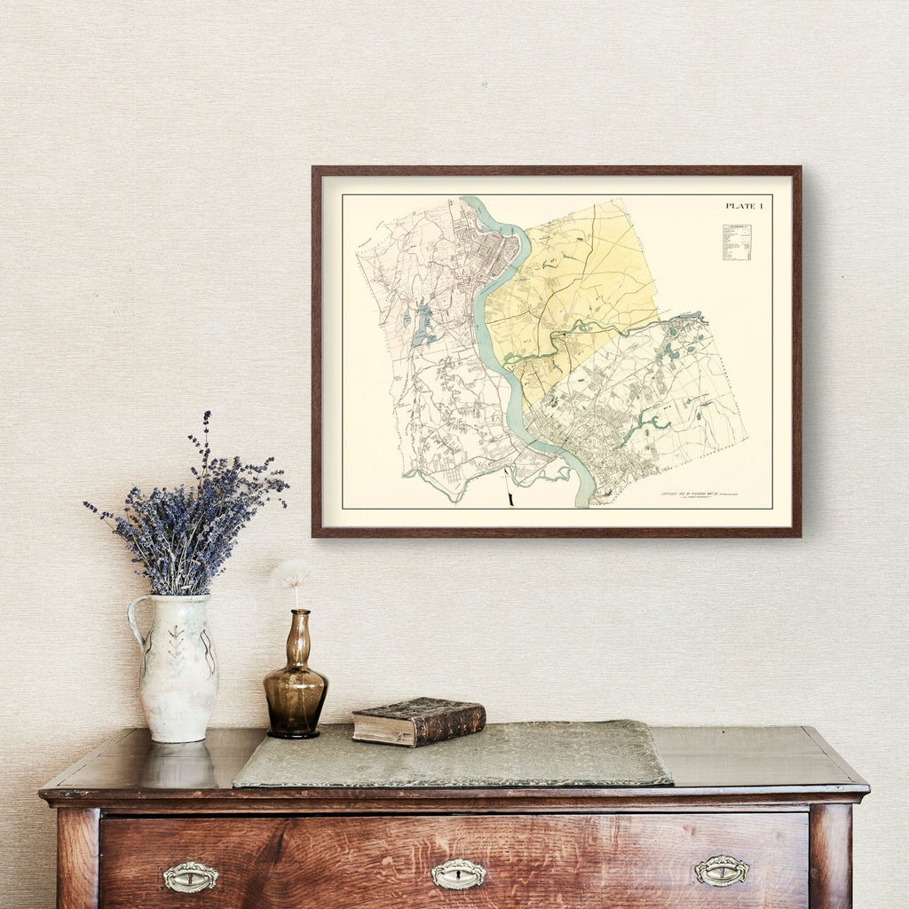 Vintage Map of Hampden County, Massachusetts 1912