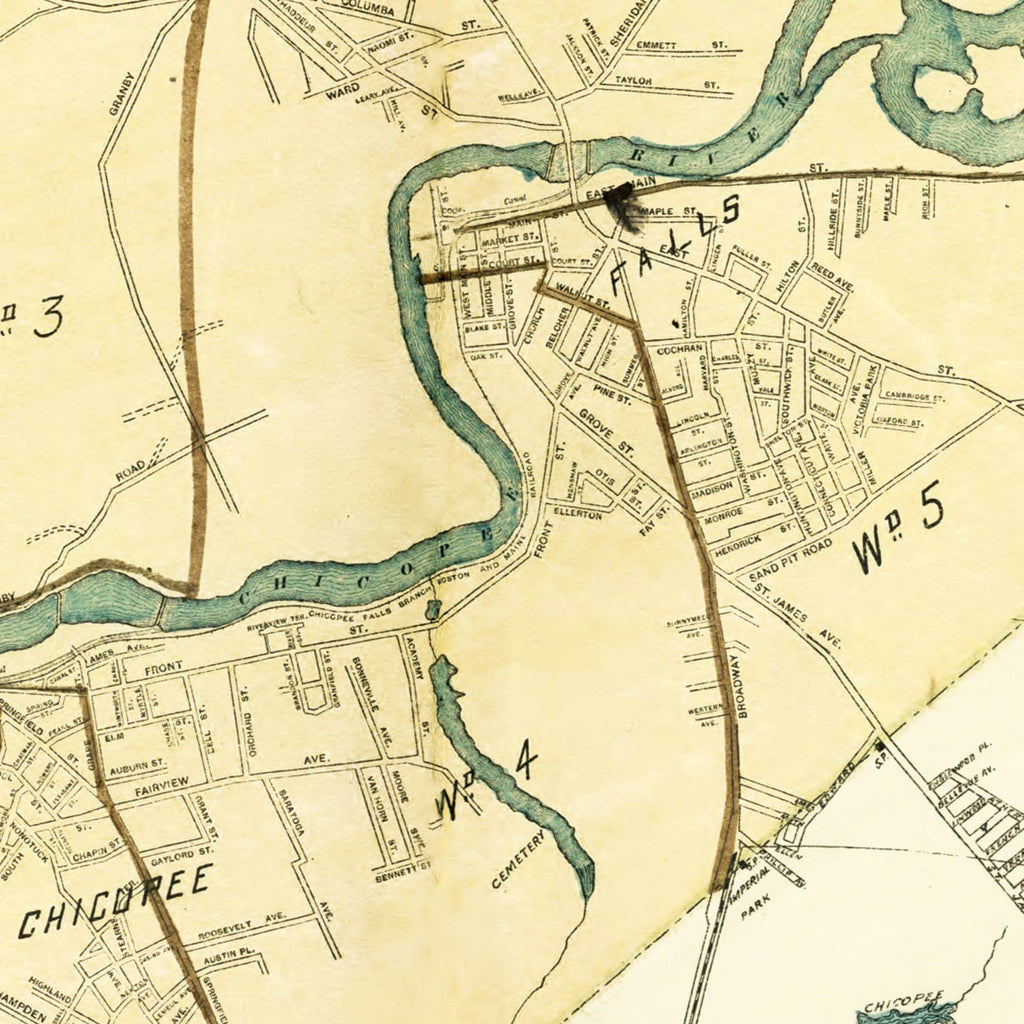 Vintage Map of Hampden County, Massachusetts 1912