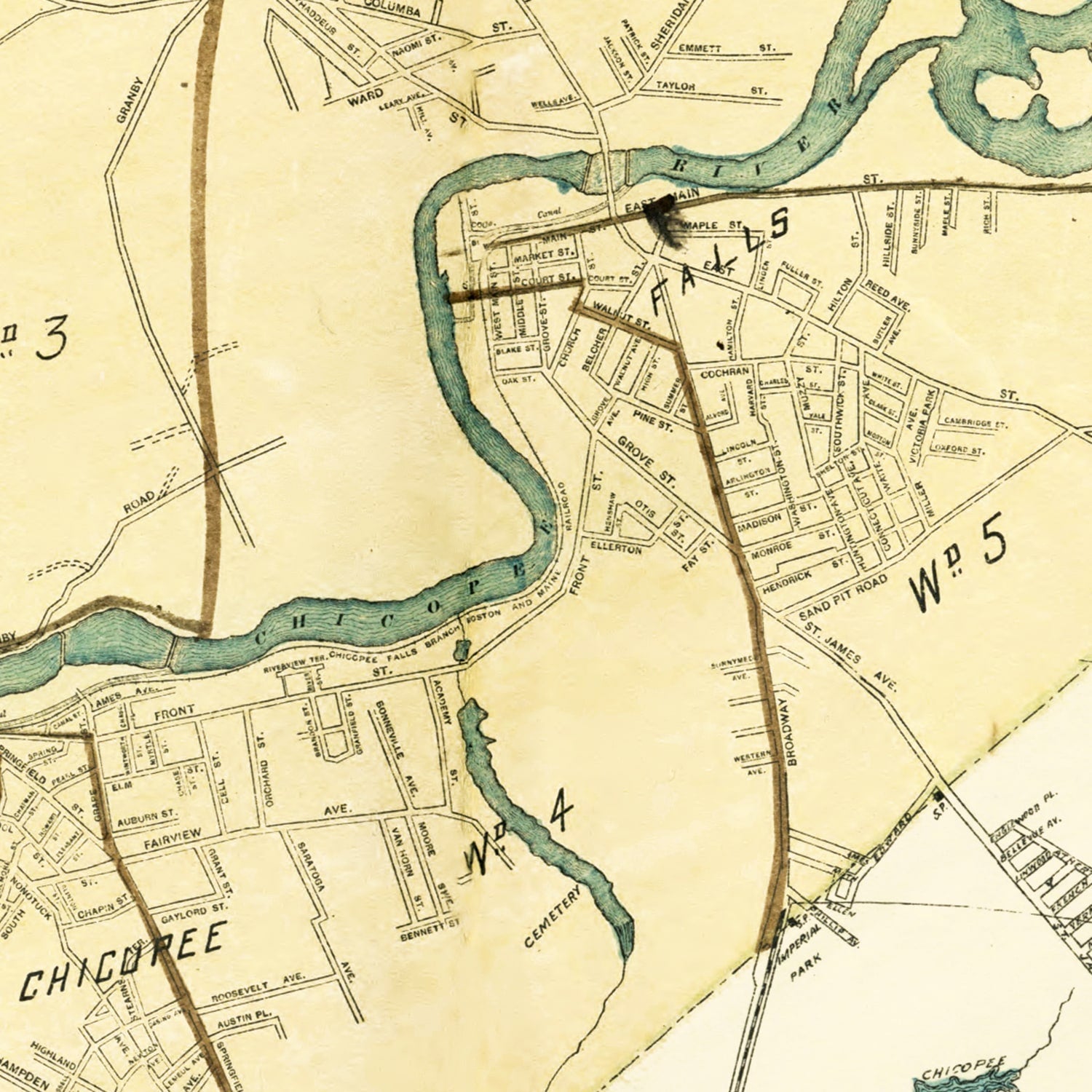 Vintage Map of Hampden County, Massachusetts 1912