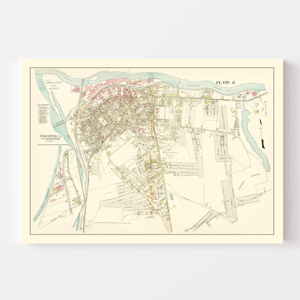 Vintage Map of Chicopee Center, Massachusetts 1912