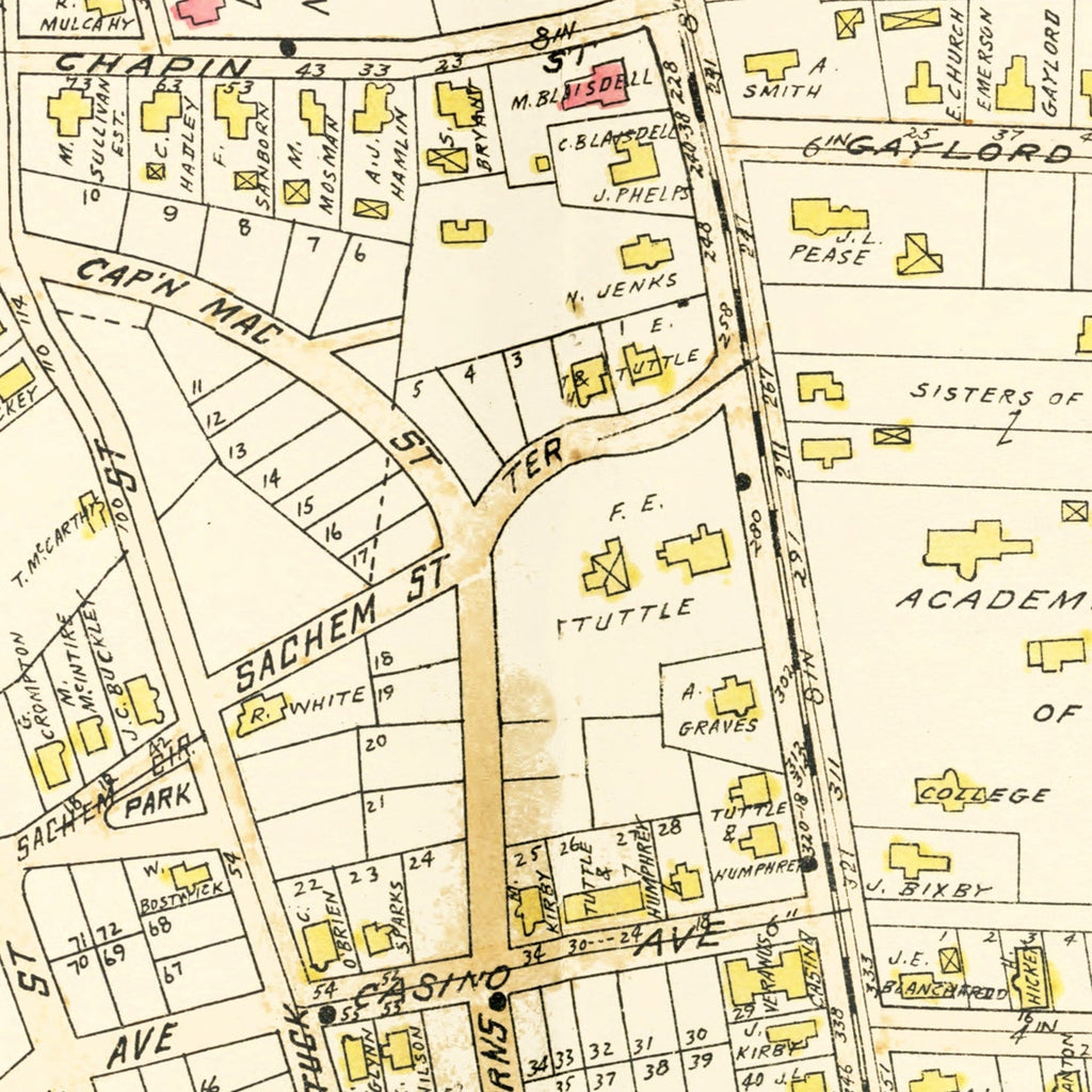 Vintage Map of Chicopee Center, Massachusetts 1912