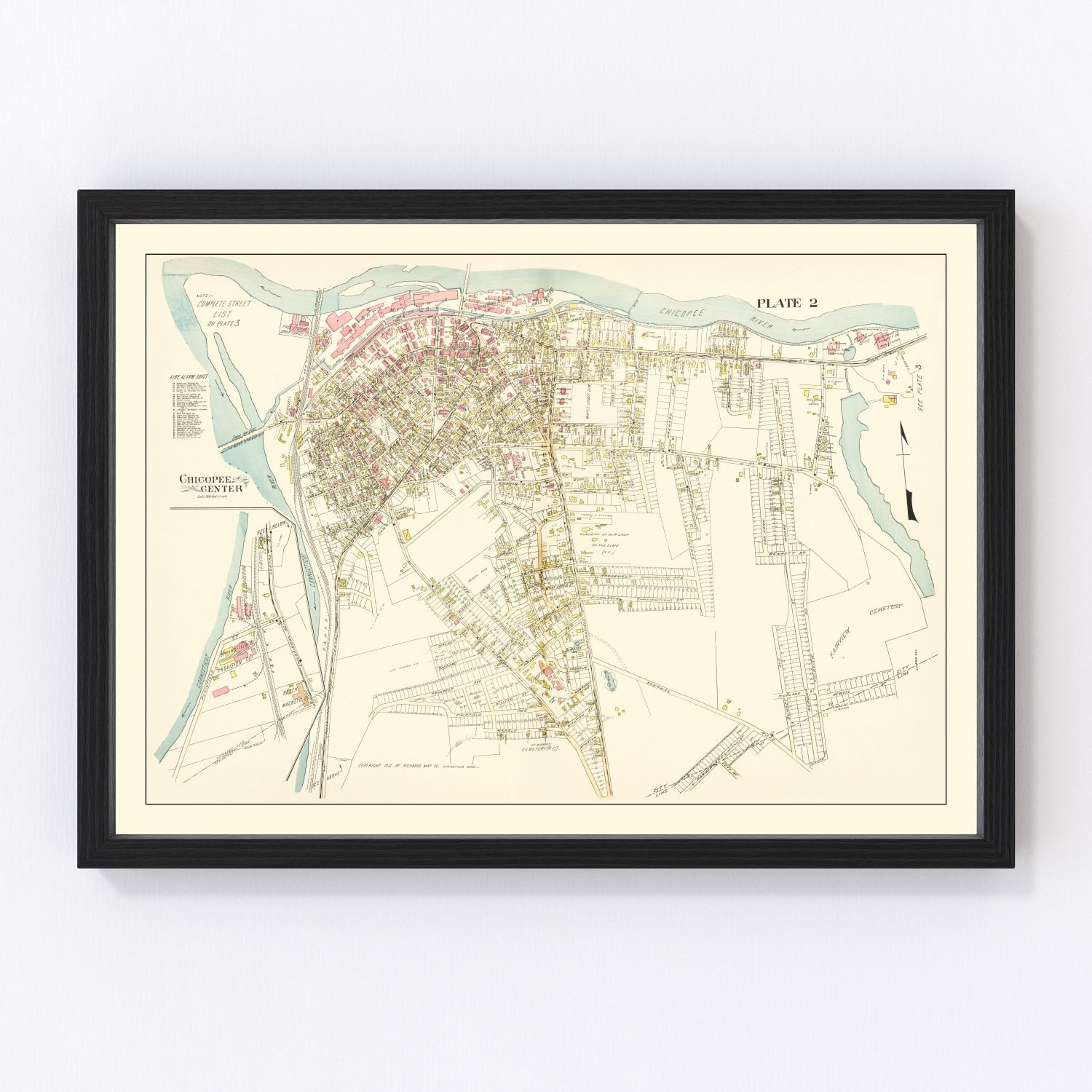 Vintage Map of Chicopee Center, Massachusetts 1912