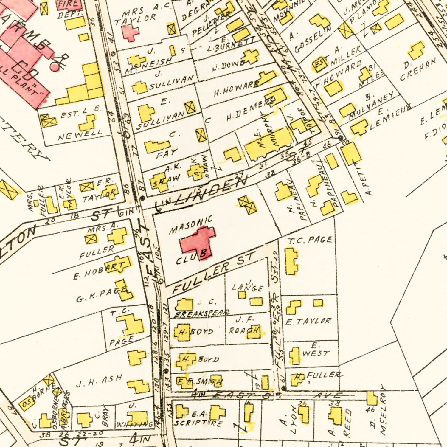 Vintage Map of Chicopee Falls, Massachusetts 1912