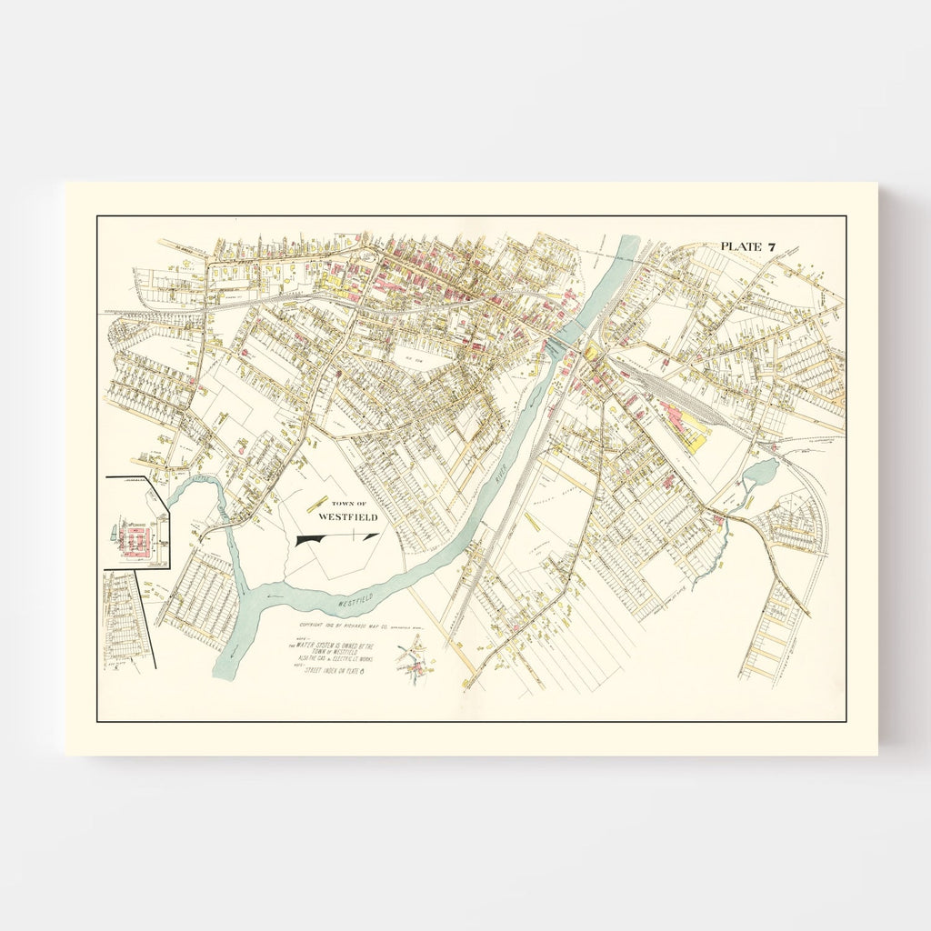 Vintage Map of Westfield, Massachusetts 1912