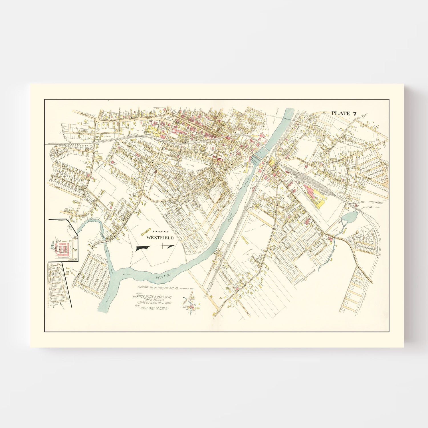 Vintage Map of Westfield, Massachusetts 1912