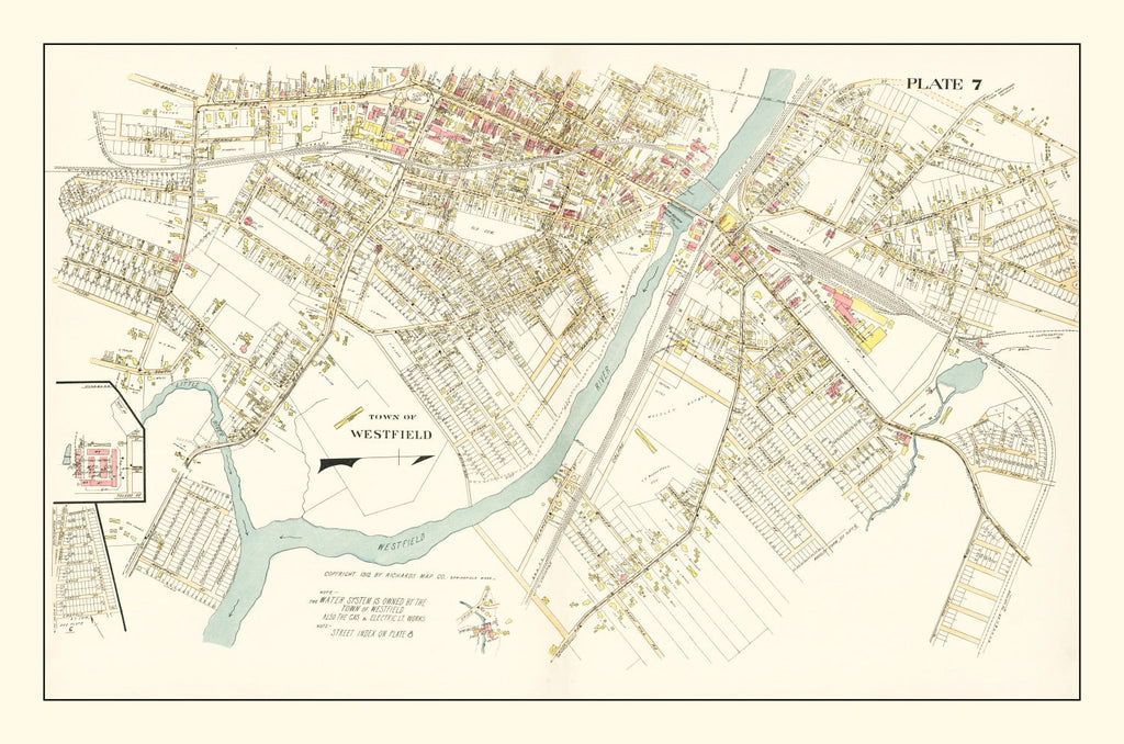 Vintage Map of Westfield, Massachusetts 1912
