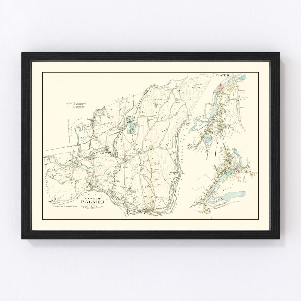 Vintage Map of Palmer, Massachusetts 1912
