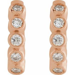 14K Rose Gold 1/8 CTW Natural Diamond 10.25 mm Hinged Hoop Earrings – image 2