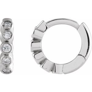 Platinum 1/8 CTW Natural Diamond 10.25 mm Hinged Hoop Earrings