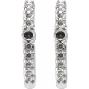 Sterling Silver 2 mm Round Accented Hoop Earring Mounting – image 2