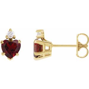 14K Rose Gold 6 mm Heart Accented 5-Prong V-End Prong Earring Mounting – image 3