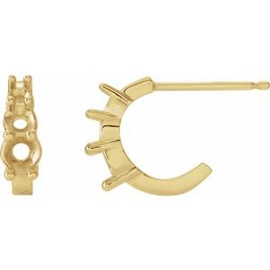 14K Yellow Gold Graduated Hoop Earring Mounting