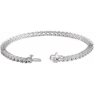 14K White Gold 3.4 mm Round Line 7" Bracelet Mounting – image 2