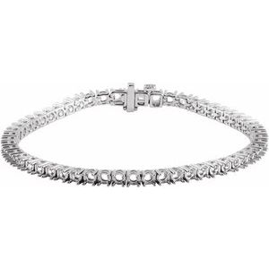 14K White Gold 3.2 mm Round Line 7" Bracelet Mounting