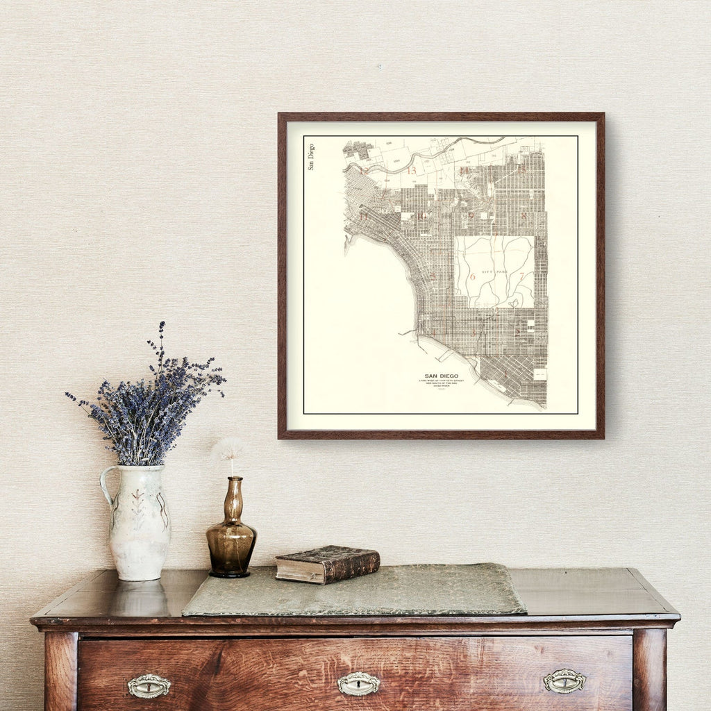 Vintage Map of San Diego, California 1912