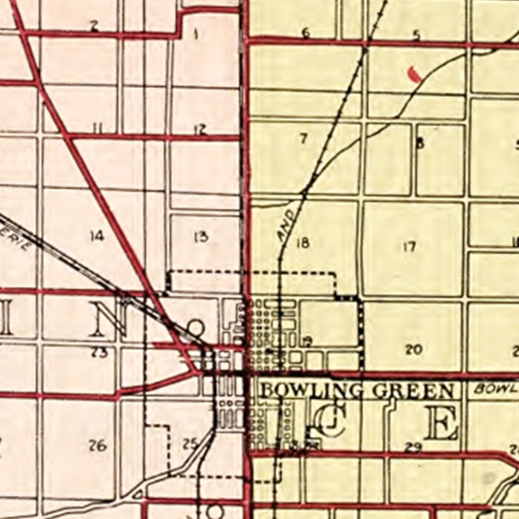Vintage Map of Wood County, Ohio 1912