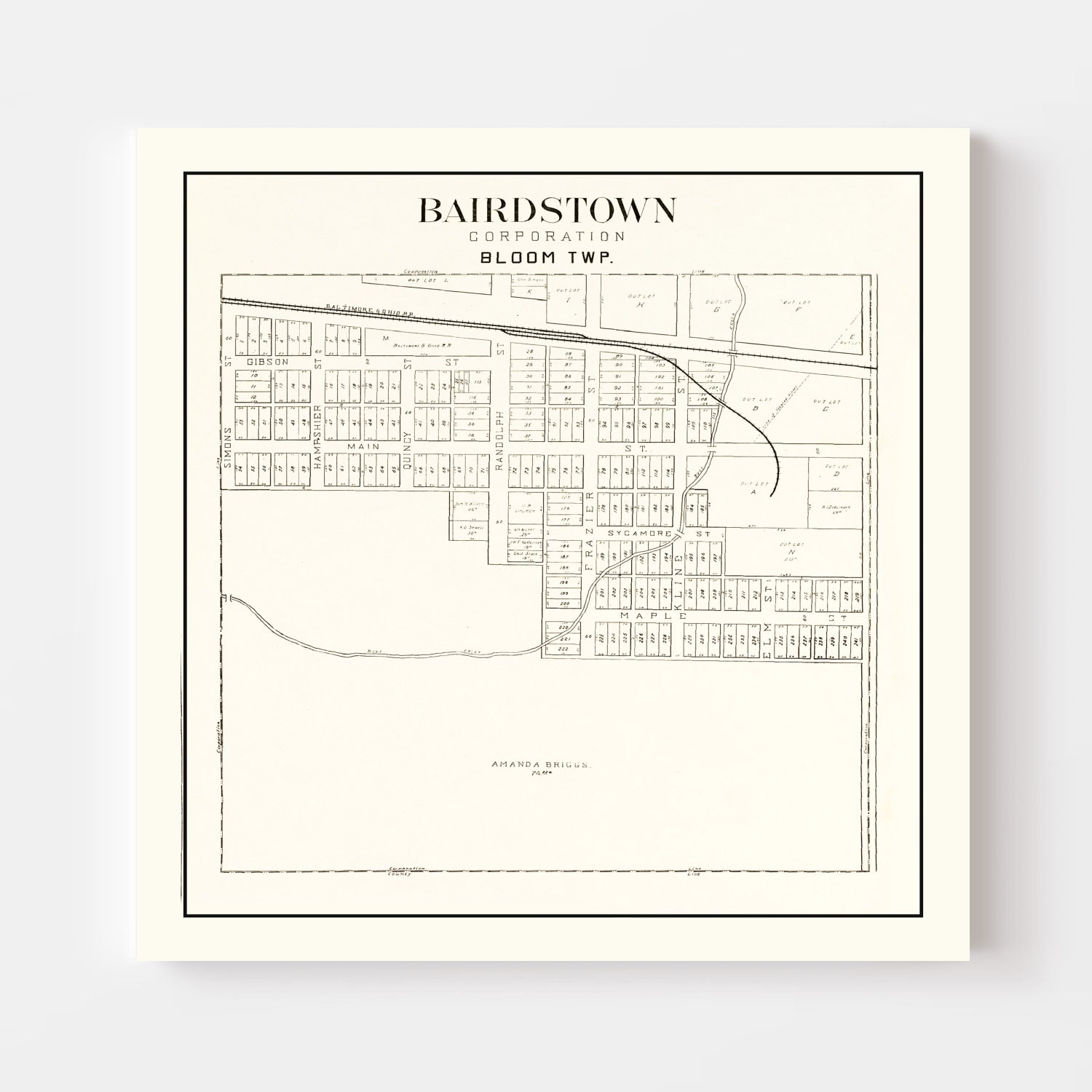 Vintage Map of Bairdstown, Ohio 1912