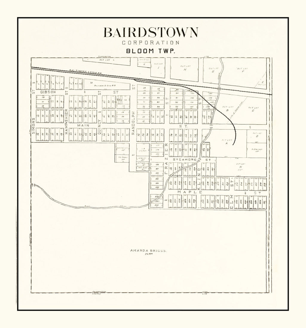 Vintage Map of Bairdstown, Ohio 1912
