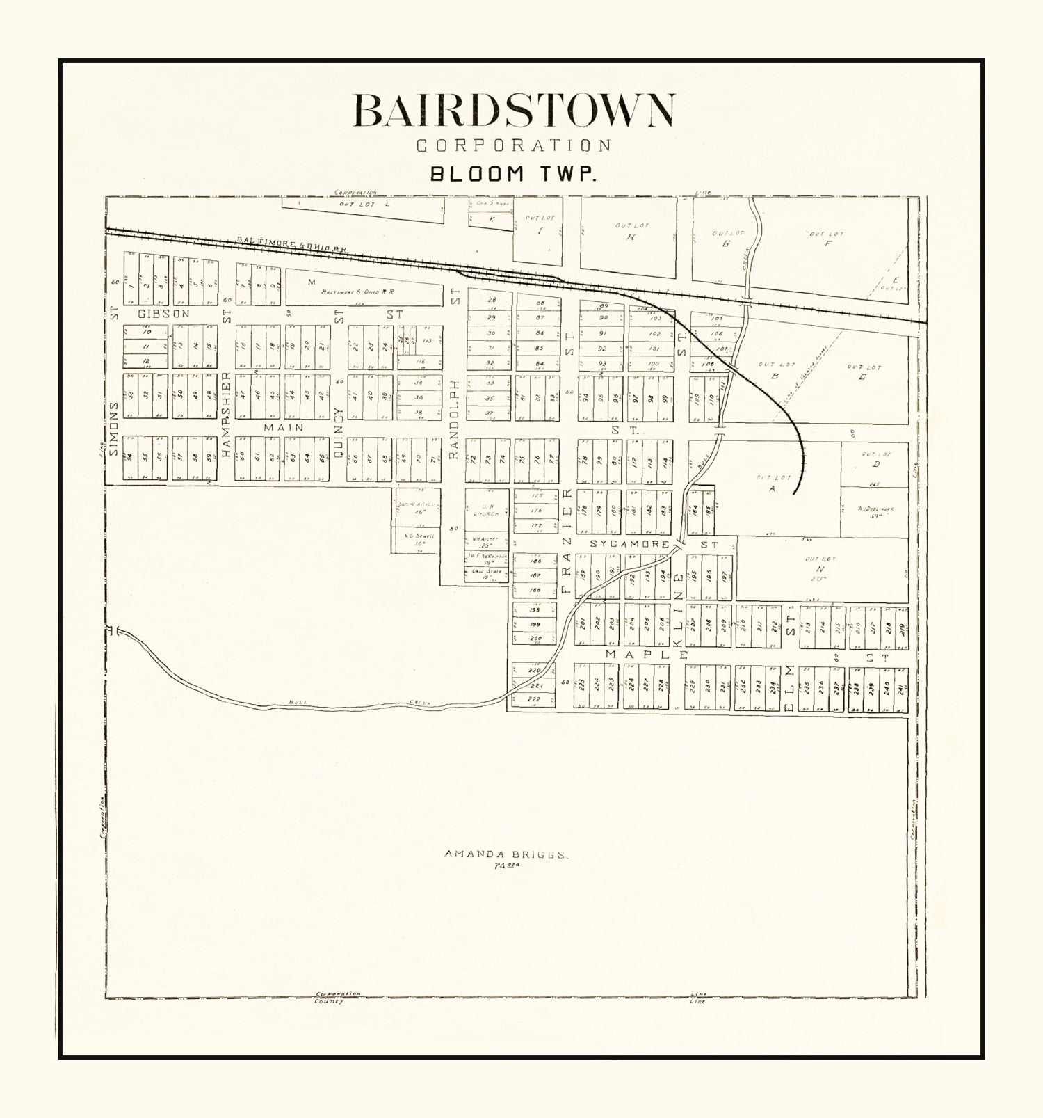 Vintage Map of Bairdstown, Ohio 1912