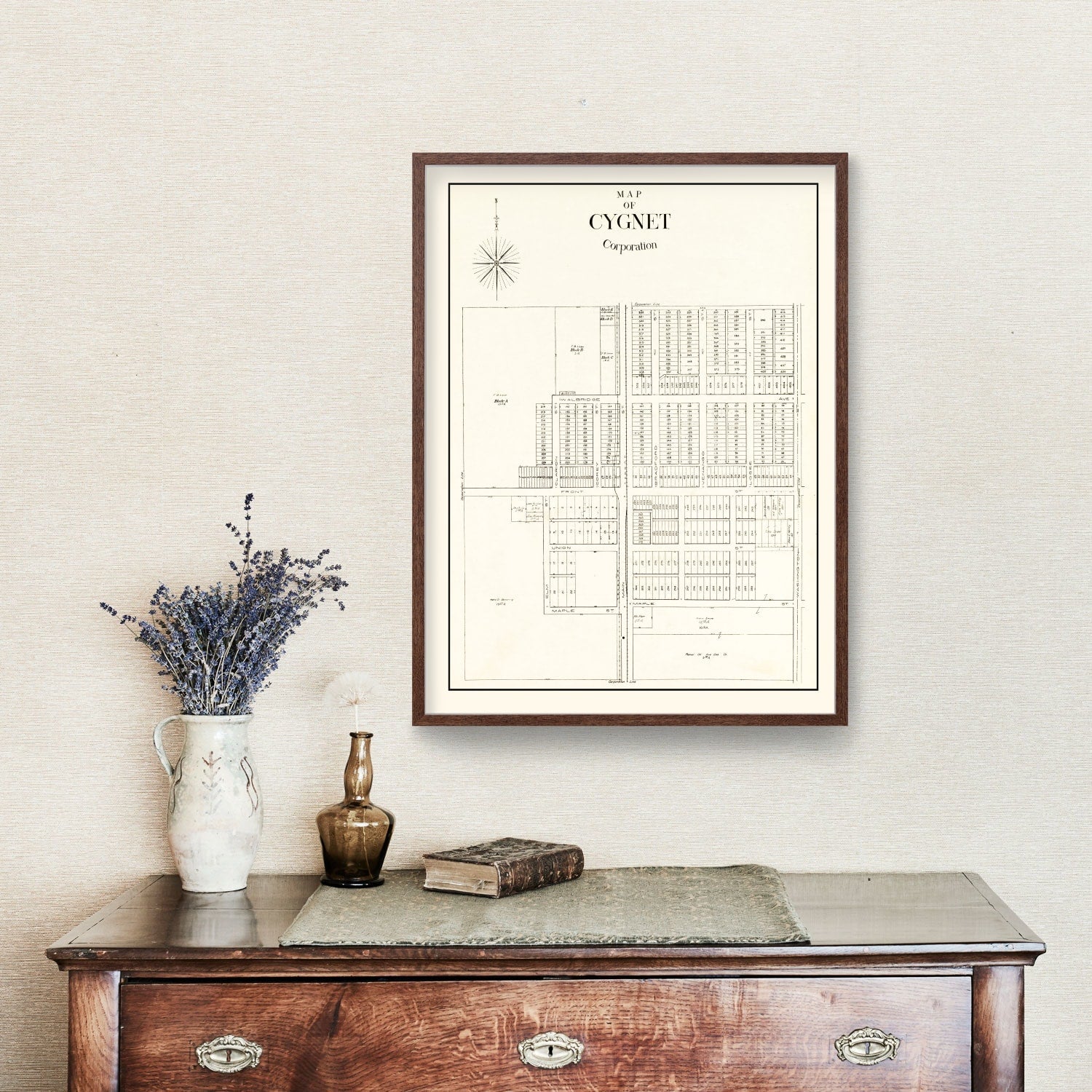 Vintage Map of Cygnet, Ohio 1912