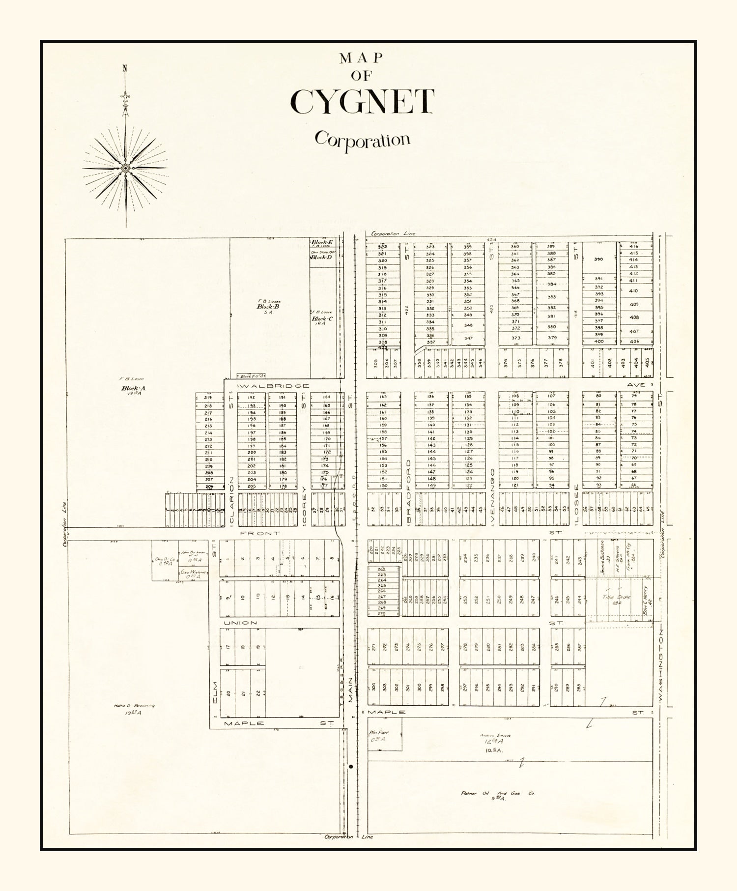 Vintage Map of Cygnet, Ohio 1912