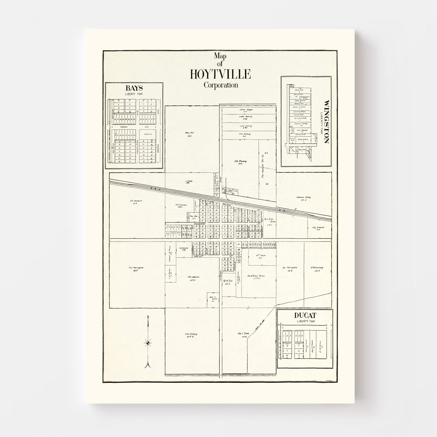 Vintage Map of Hoytville, Ohio 1912