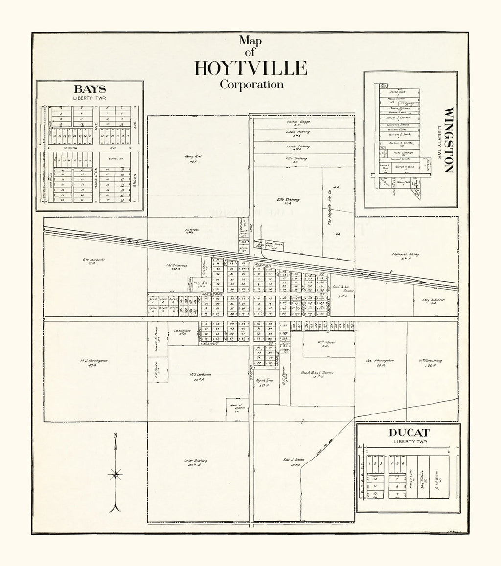 Vintage Map of Hoytville, Ohio 1912