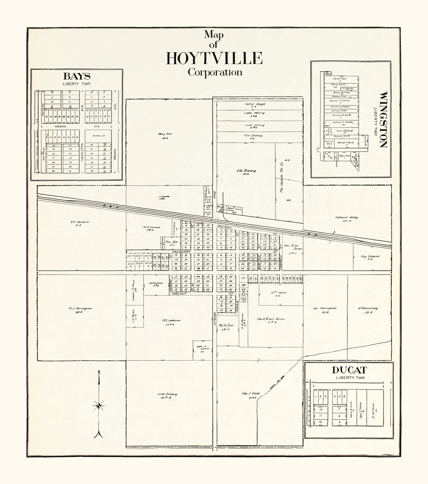 Vintage Map of Hoytville, Ohio 1912
