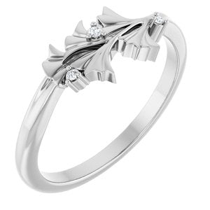 Sterling Silver .015 CTW Natural Diamond Floral Ring