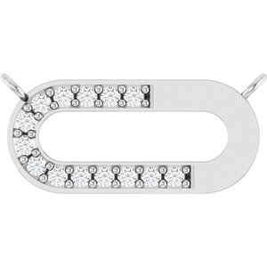 14K White Gold 1/10 CTW Natural Diamond Paperclip-Style Necklace Center