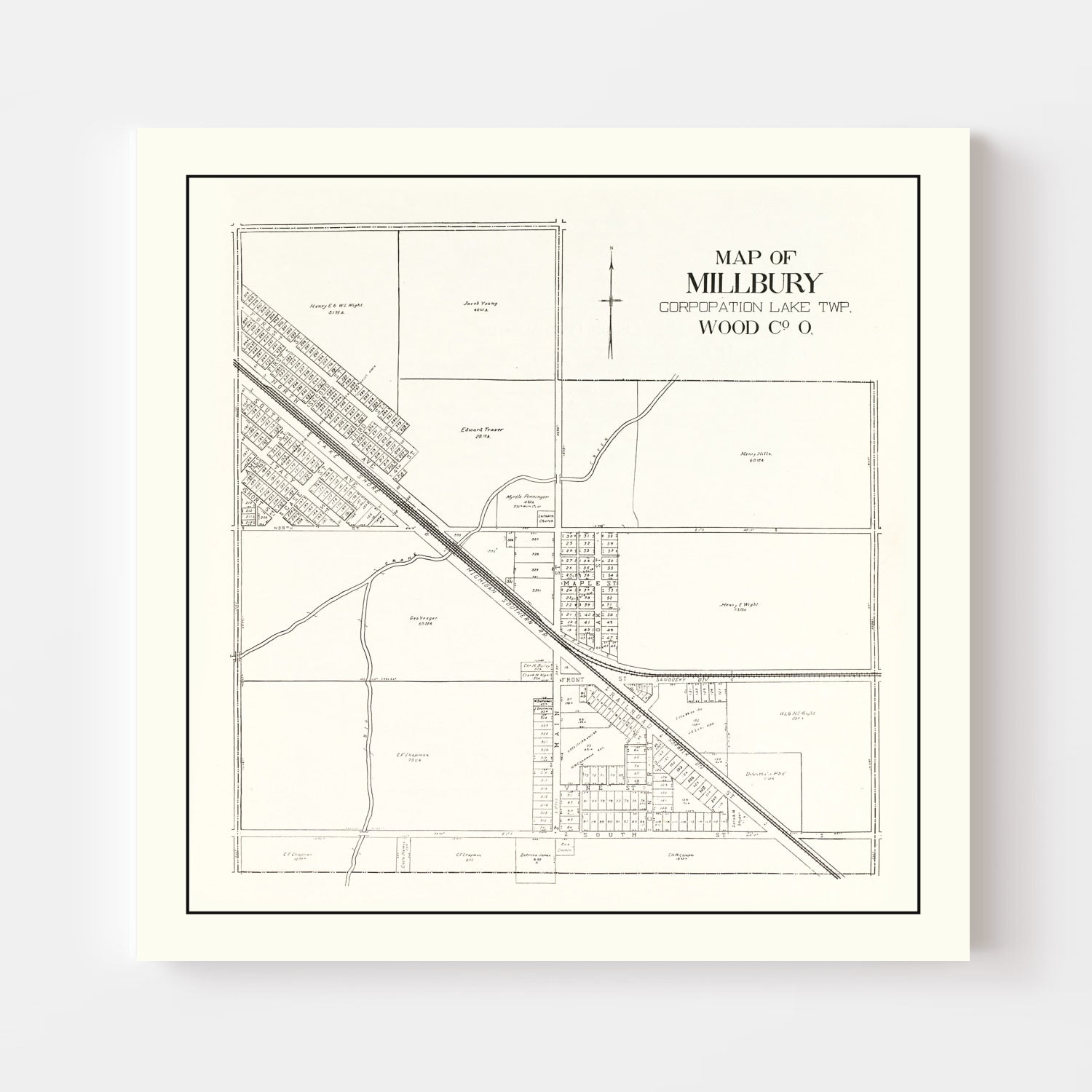 Vintage Map of Millbury, Ohio 1912