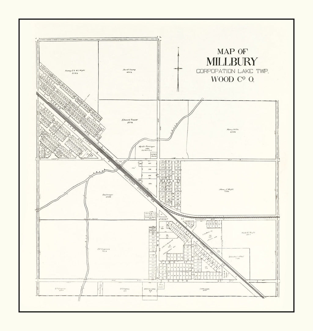 Vintage Map of Millbury, Ohio 1912