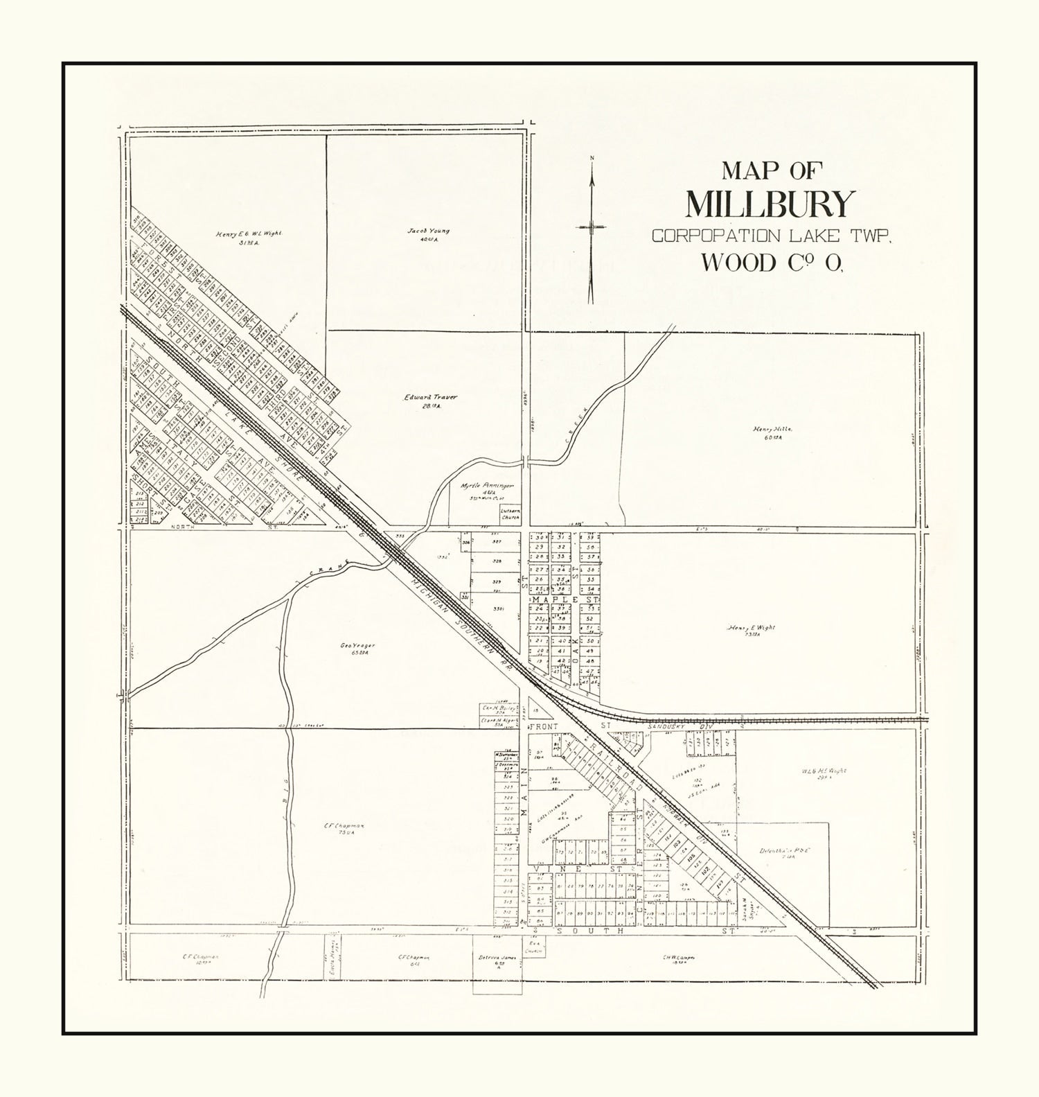 Vintage Map of Millbury, Ohio 1912