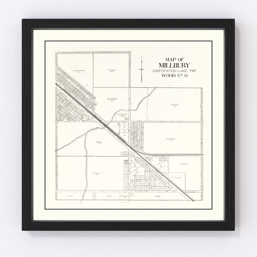 Vintage Map of Millbury, Ohio 1912