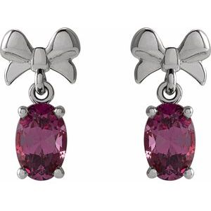 Sterling Silver 7x5 mm Natural Rhodolite Garnet Bow Earrings