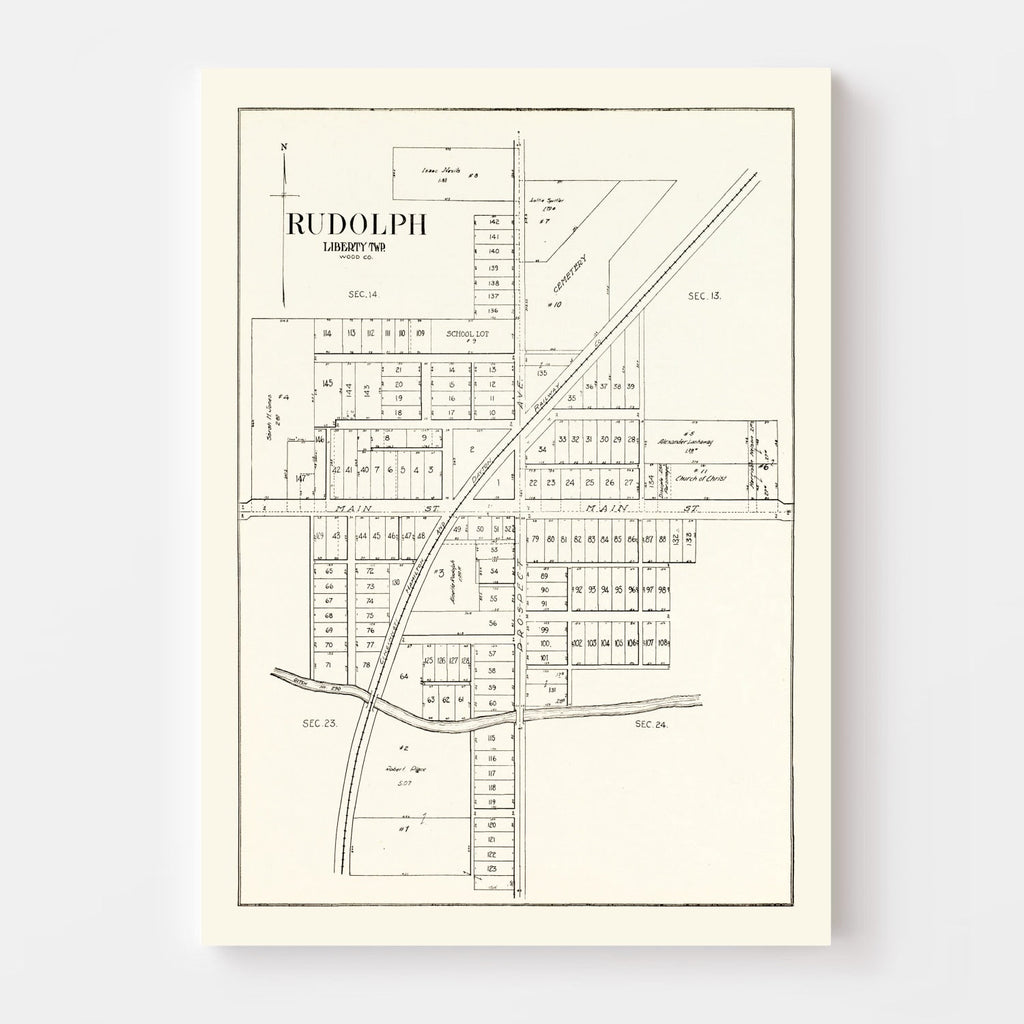 Vintage Map of Rudolph Township, Wood County, Ohio 1912