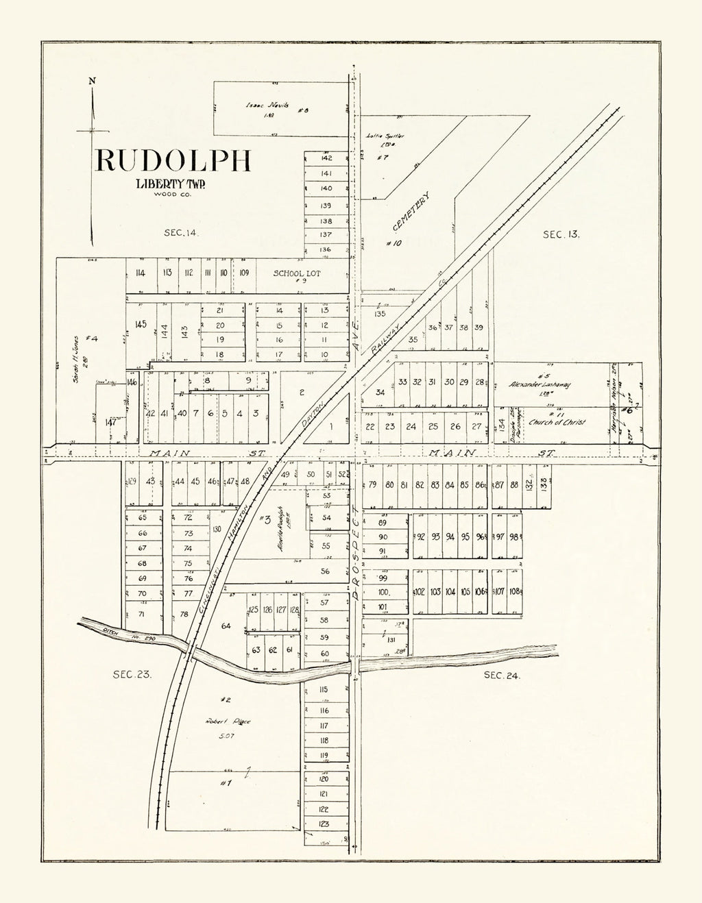 Vintage Map of Rudolph Township, Wood County, Ohio 1912