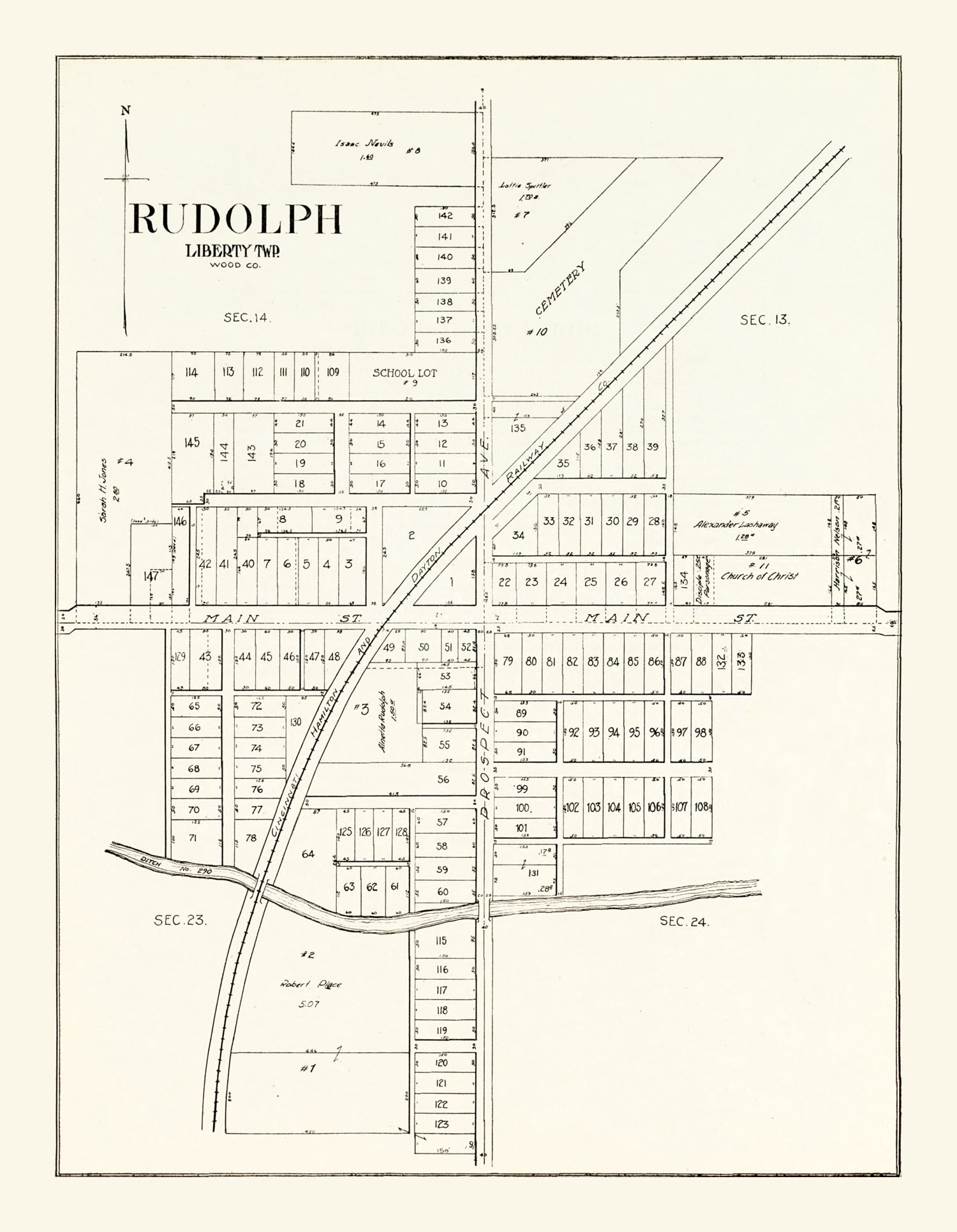 Vintage Map of Rudolph Township, Wood County, Ohio 1912