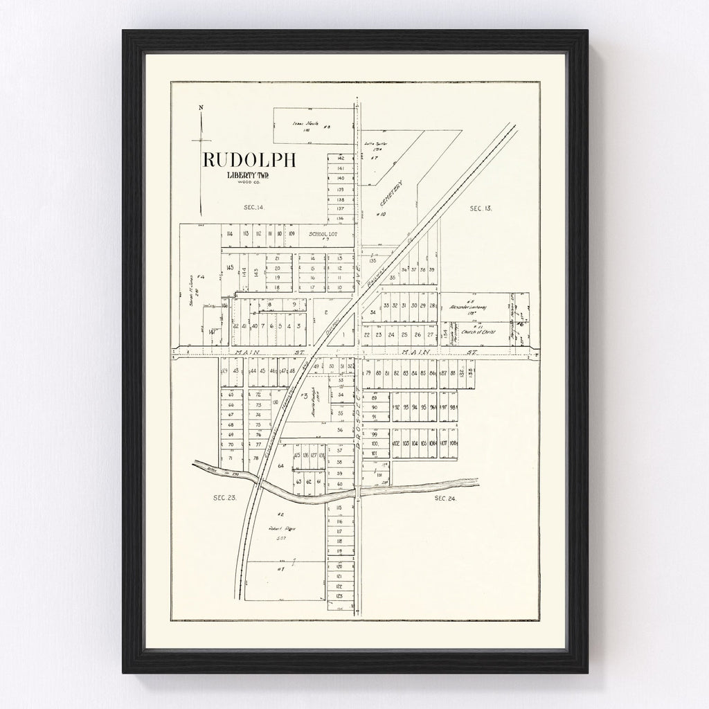 Vintage Map of Rudolph Township, Wood County, Ohio 1912