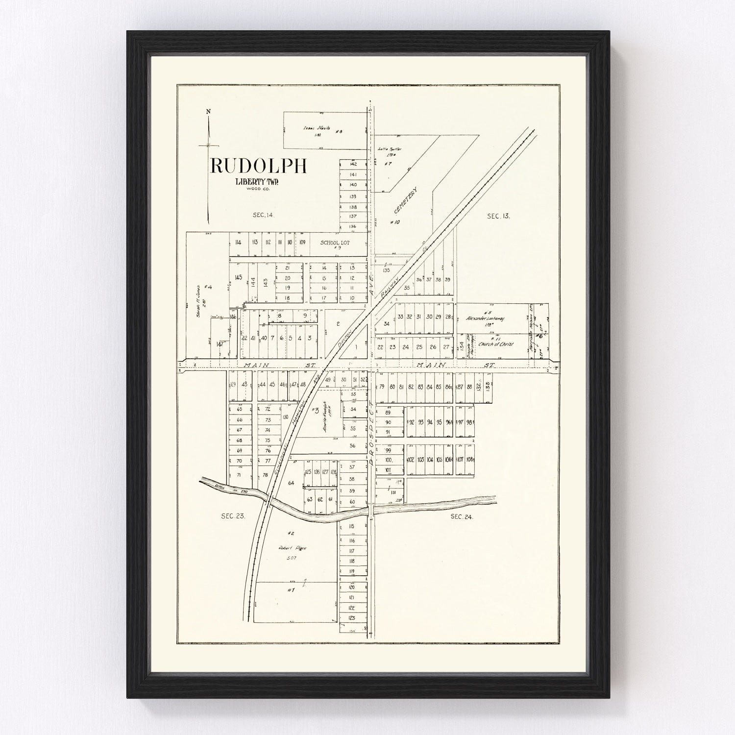 Vintage Map of Rudolph Township, Wood County, Ohio 1912