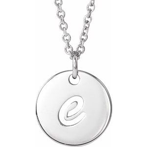 Platinum Script Initial E 16-18" Necklace