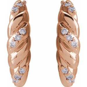 14K Rose Gold .07 CTW Natural Diamond 14 mm Hoop Earrings